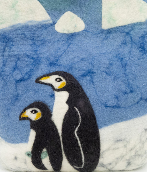 Wärmflasche Pinguin aus Wolle (Merino), gefilzt
