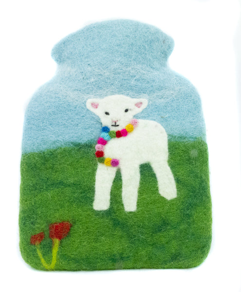 Wärmflasche Lamm für Kinder aus Wolle (Merino), gefilzt