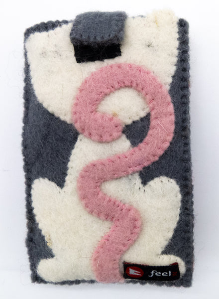 Handyhülle aus Filz mit Klettverschluss, Katze